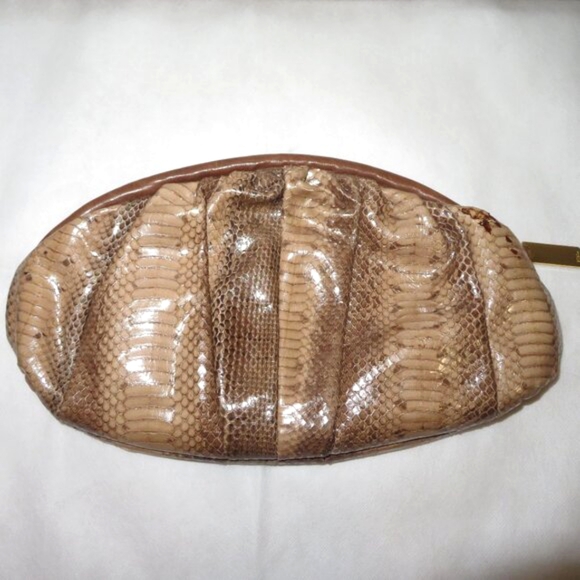 Furla Python Embossed And Smooth Leather Oversized Clutch - Picture 3 of 16